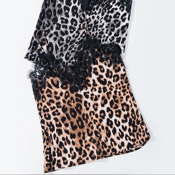 NEW! Eyelash Lace Silky Leopard Cami Top - Picture 5 of 9